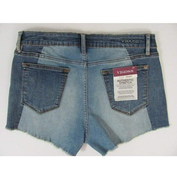 Vigoss Denim - Vigoss Women's Jean Shorts Ace High-Rise Stretch Medium & Light Wash Sz 29 NWT